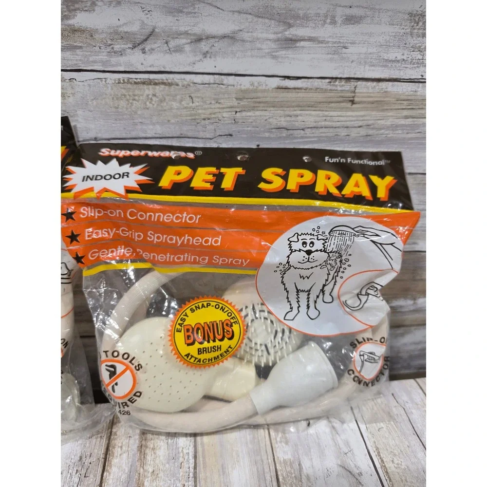 Lot 2 Superwares Indoor Pet Spray Slip-On Faucet Attachment with Bonus Brush NEW